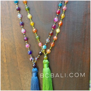 multi color ceramic beads tassels necklaces green blue